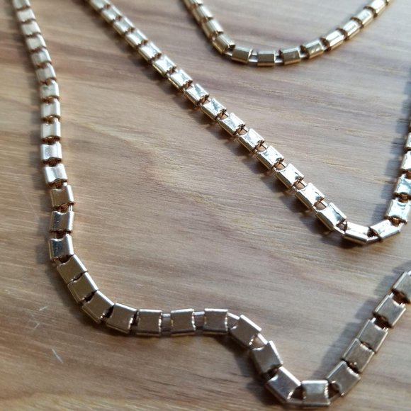 Gold Link Chain Long Layered Necklace - Picture 11 of 11